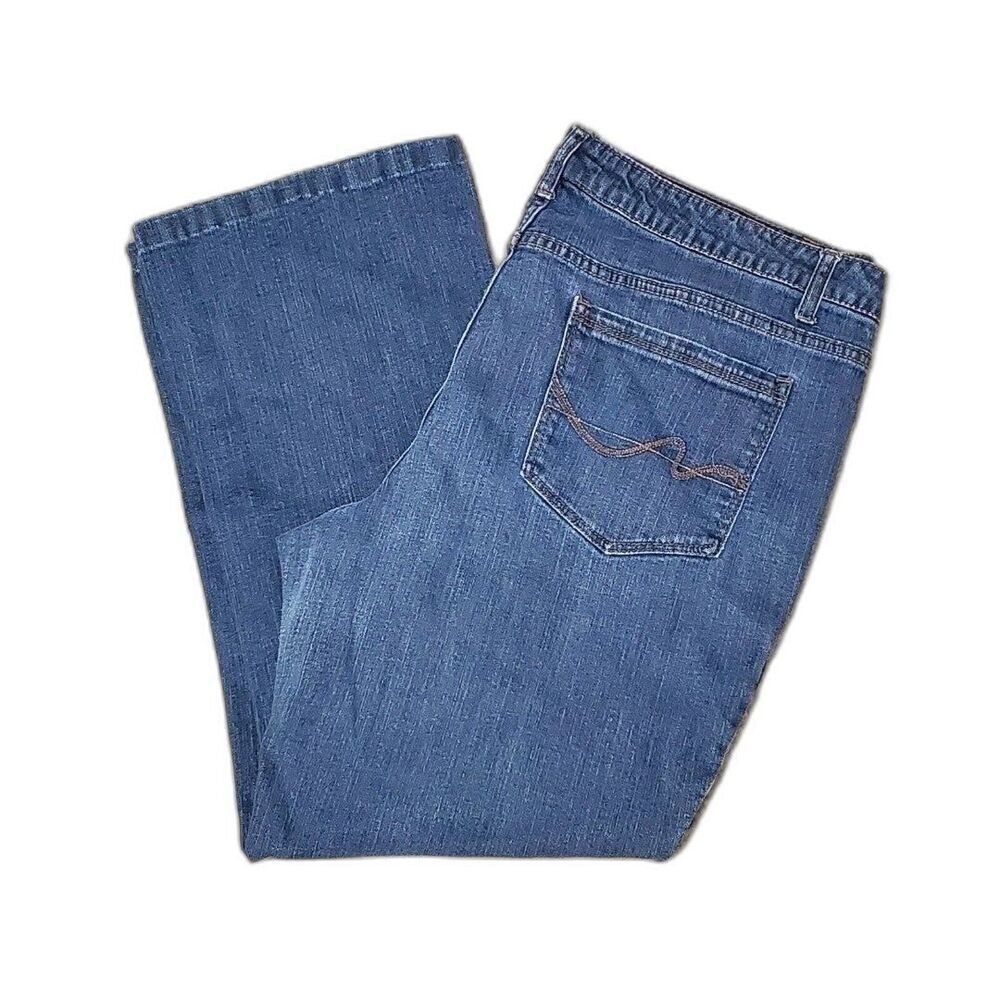 Faded Glory Womens Sz 18P Bootcut Stretch Blue Denim Jeans Hemmed 25.5"
